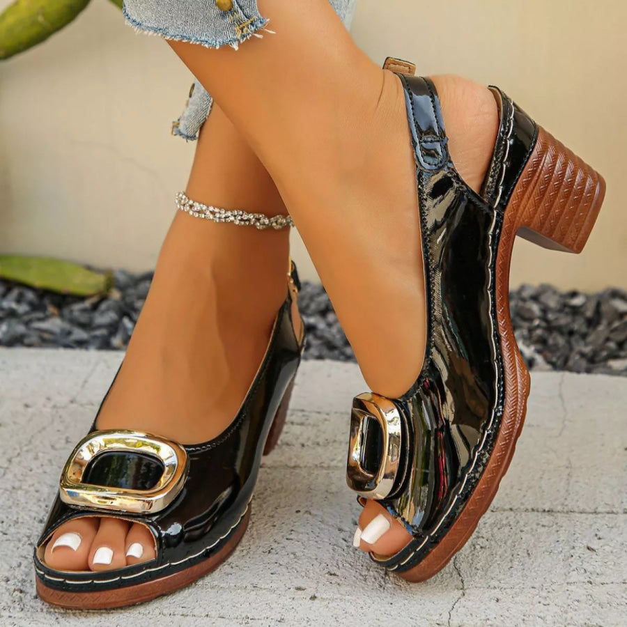 Peep Toe Block Heels Sandals Apparel and Accessories