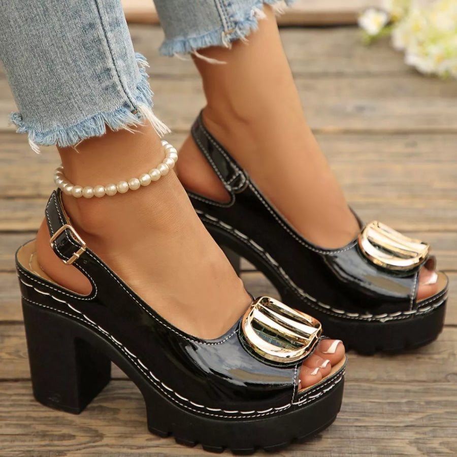 Peep Toe Block Heels Sandals Apparel and Accessories