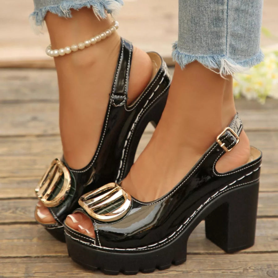 Peep Toe Block Heels Sandals Apparel and Accessories
