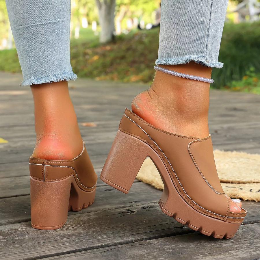 Peep Toe Block Heels Sandals Apparel and Accessories