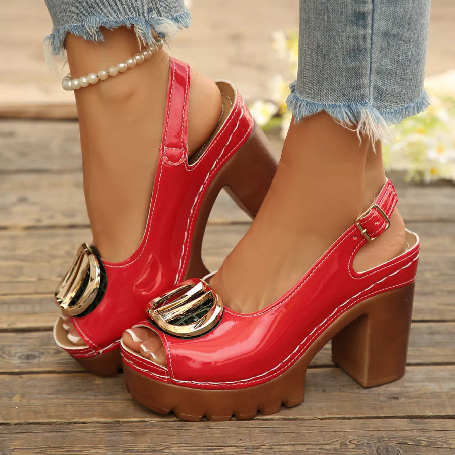 Peep Toe Block Heels Sandals Apparel and Accessories