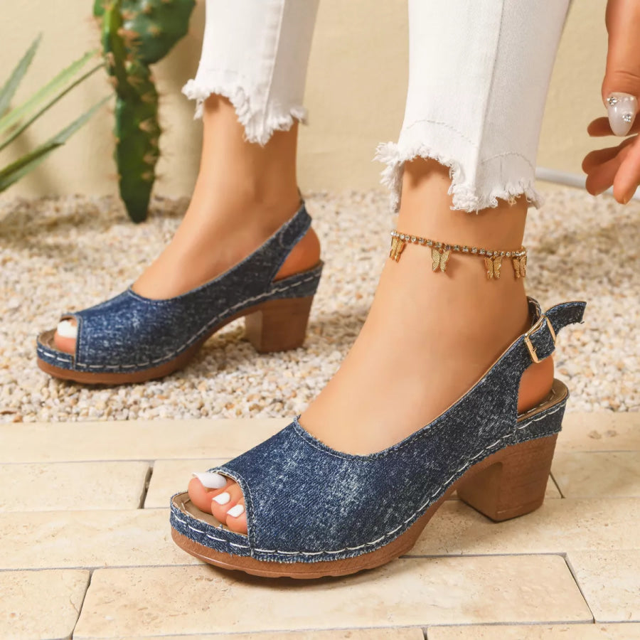 Peep Toe Block Heels Sandals Apparel and Accessories