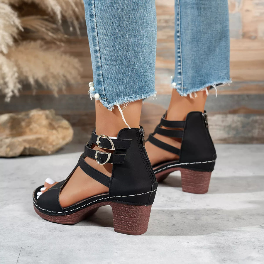 Peep Toe Block Heels Sandals Apparel and Accessories