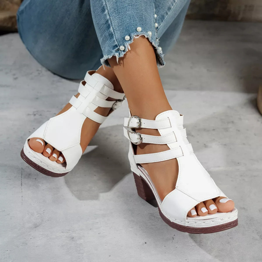 Peep Toe Block Heels Sandals Apparel and Accessories