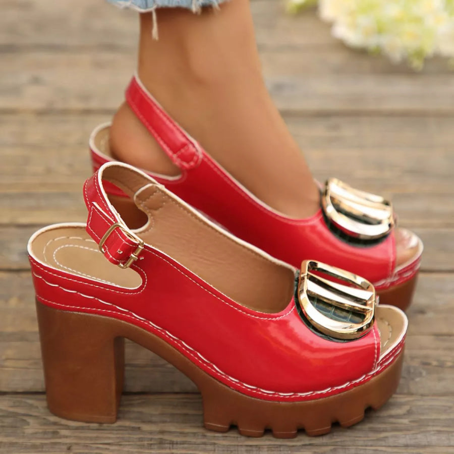 Peep Toe Block Heels Sandals Apparel and Accessories