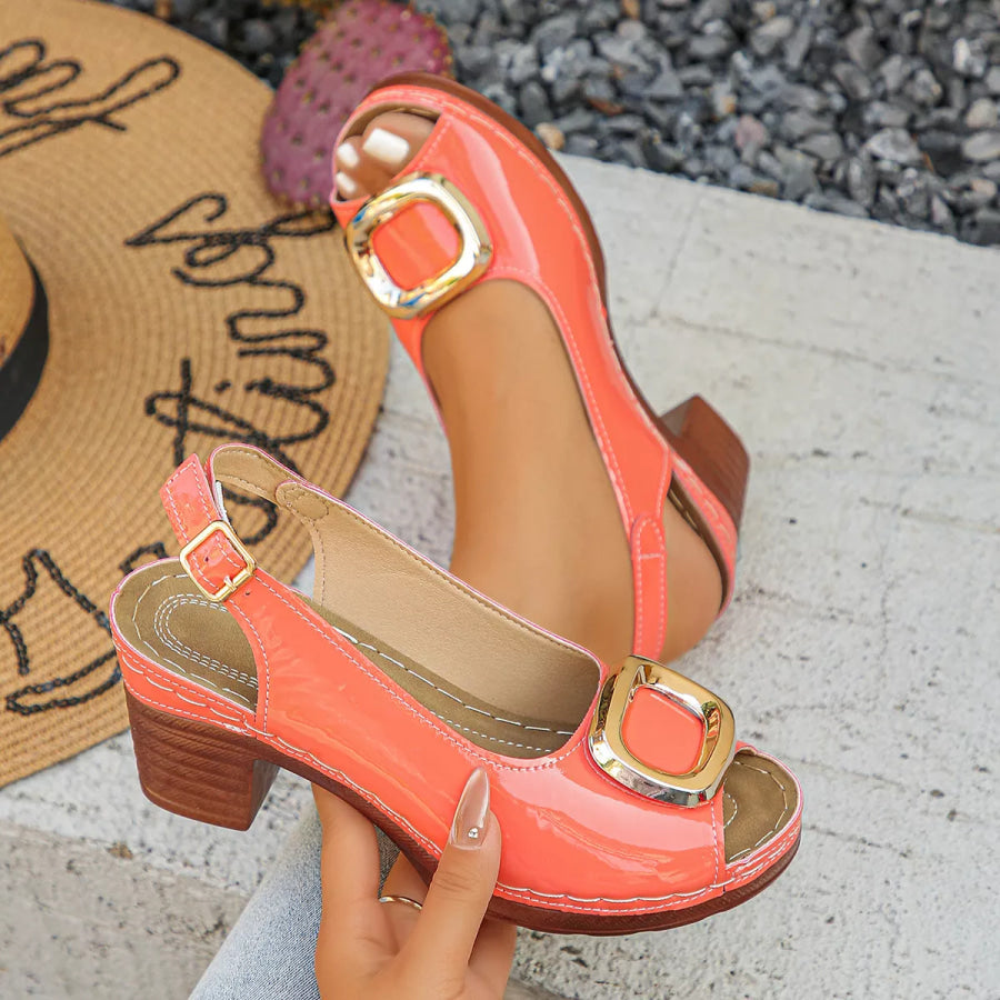 Peep Toe Block Heels Sandals Apparel and Accessories