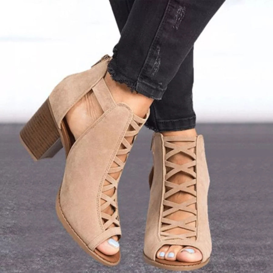 Peep Toe Block Heels Sandals Apparel and Accessories