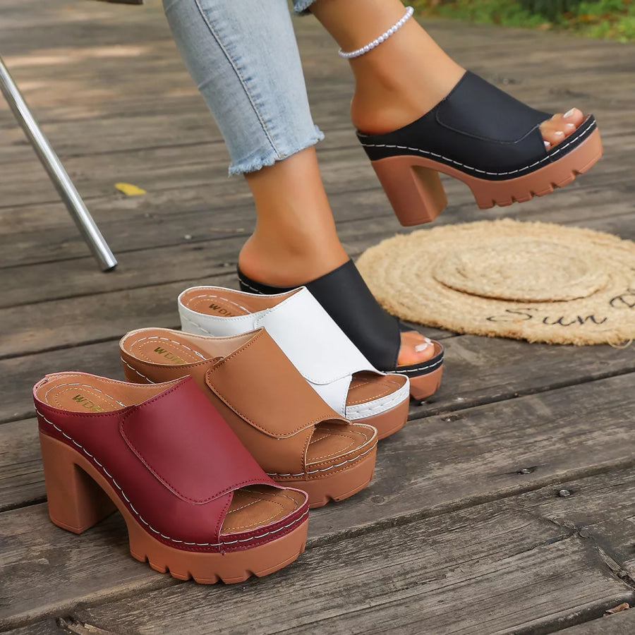 Peep Toe Block Heels Sandals Apparel and Accessories