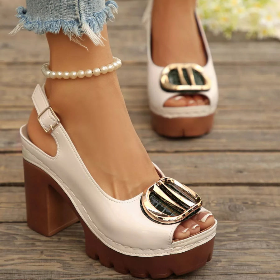 Peep Toe Block Heels Sandals Apparel and Accessories