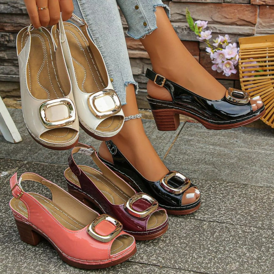 Peep Toe Block Heels Sandals Apparel and Accessories