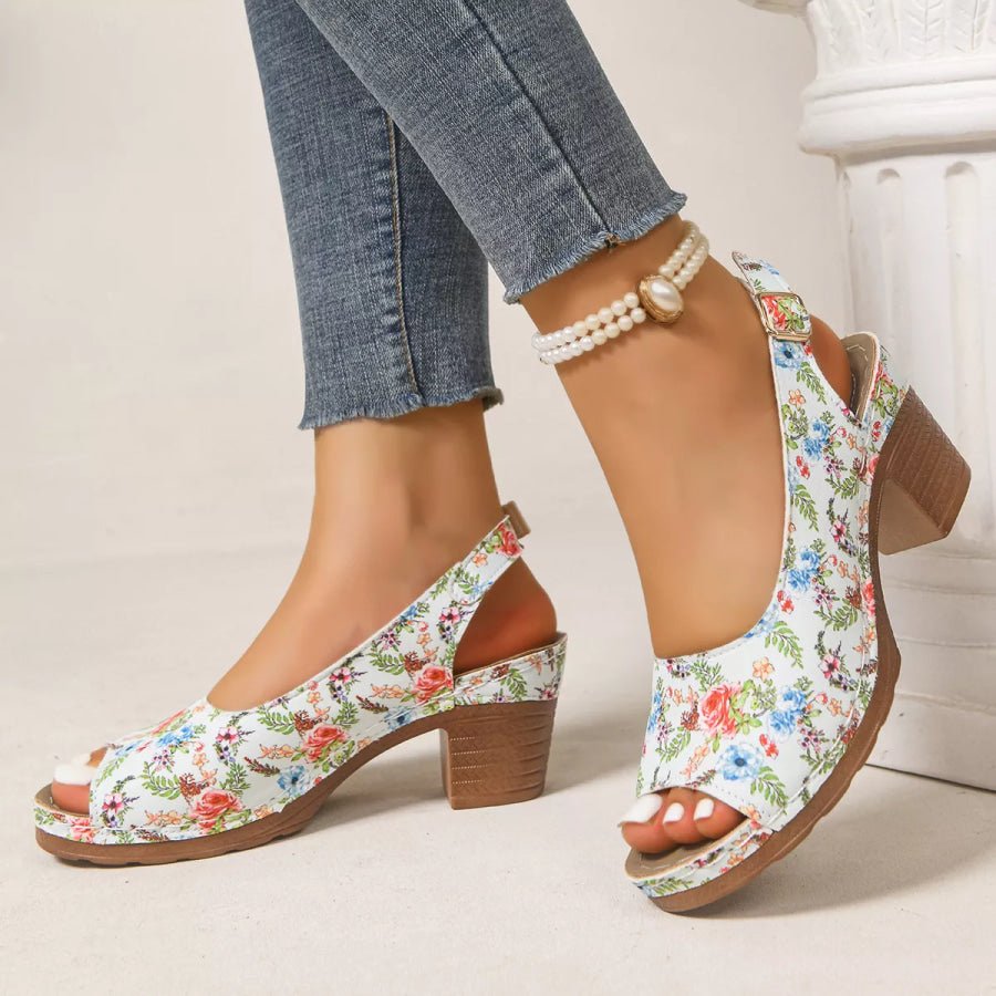 Peep Toe Block Heels Sandals Apparel and Accessories