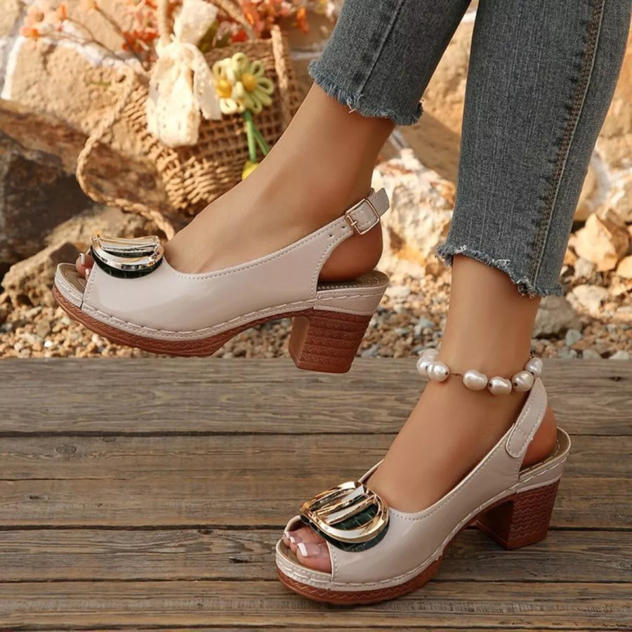 Peep Toe Block Heels Sandals Apparel and Accessories
