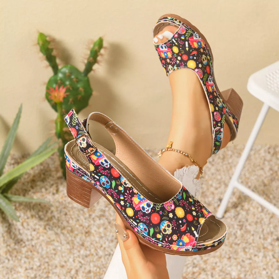 Peep Toe Block Heels Sandals Apparel and Accessories
