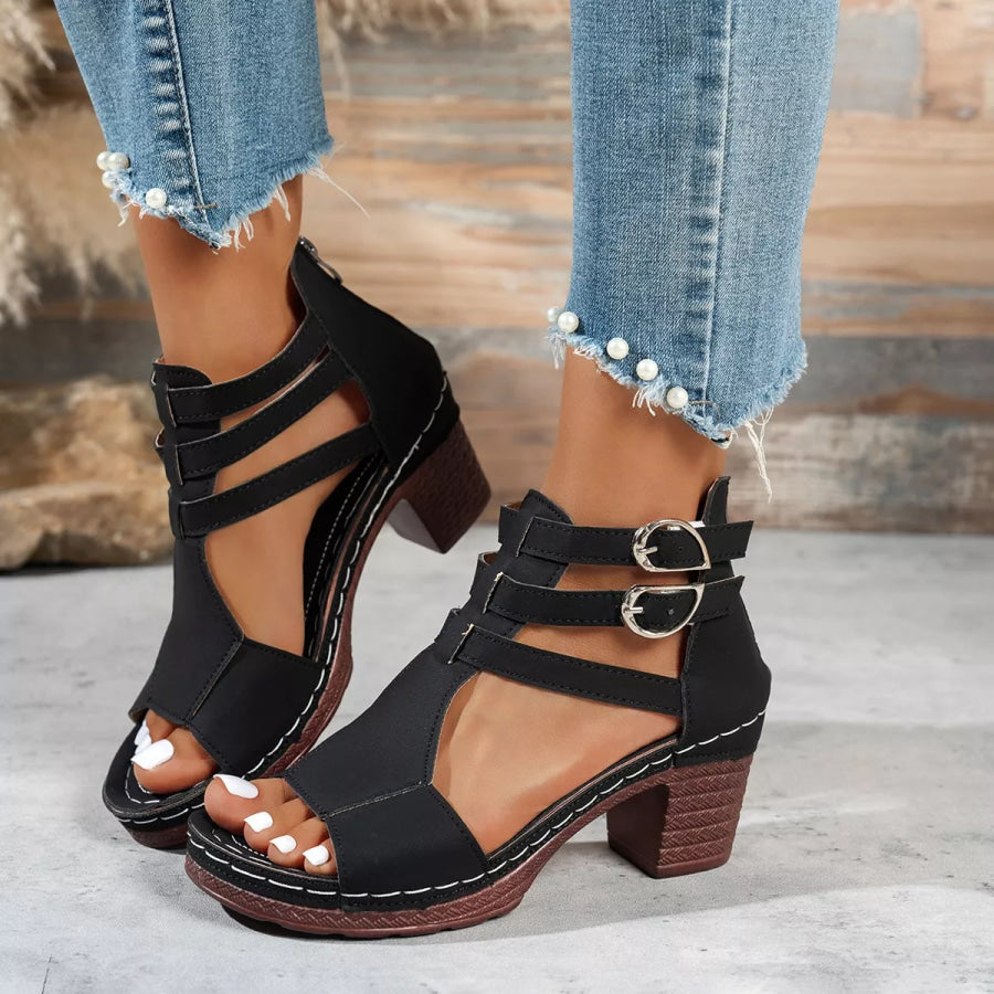 Peep Toe Block Heels Sandals Apparel and Accessories