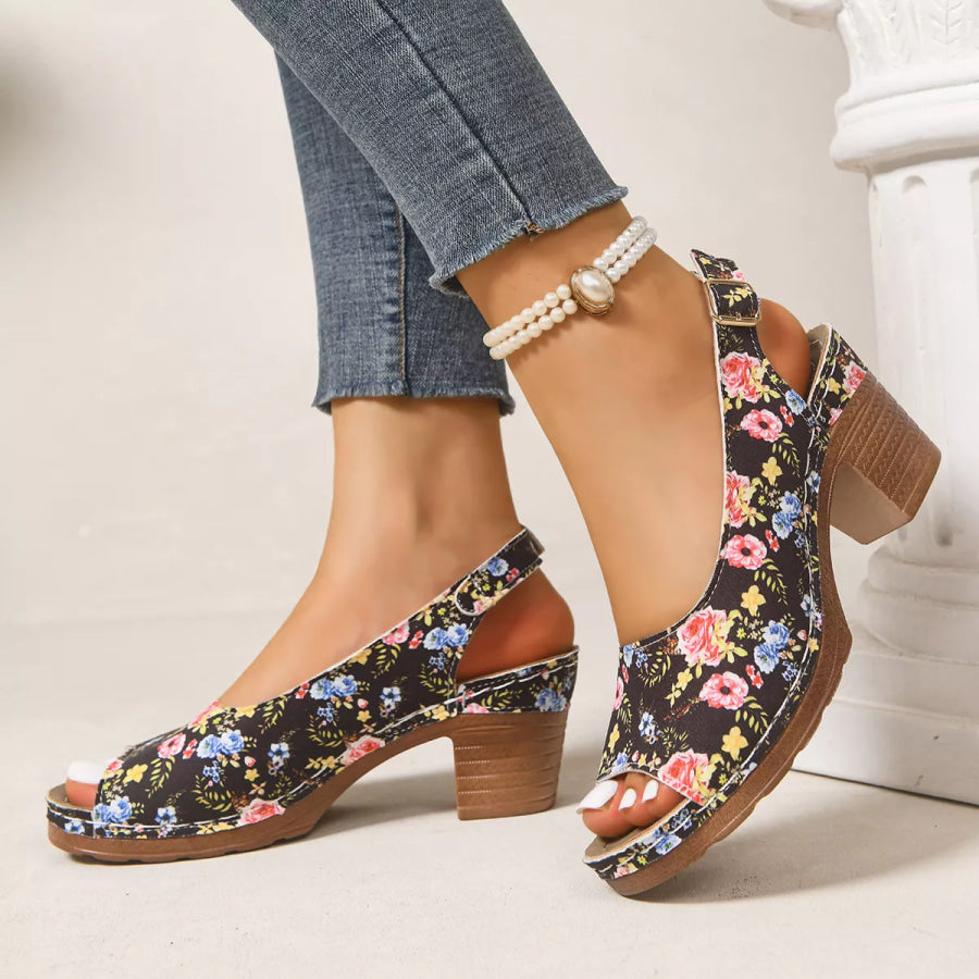 Peep Toe Block Heels Sandals Apparel and Accessories