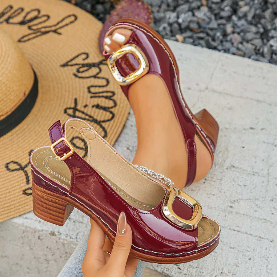 Peep Toe Block Heels Sandals Apparel and Accessories