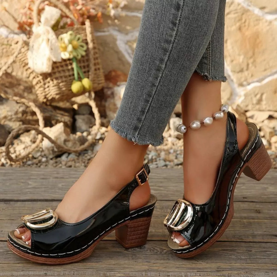 Peep Toe Block Heels Sandals Apparel and Accessories