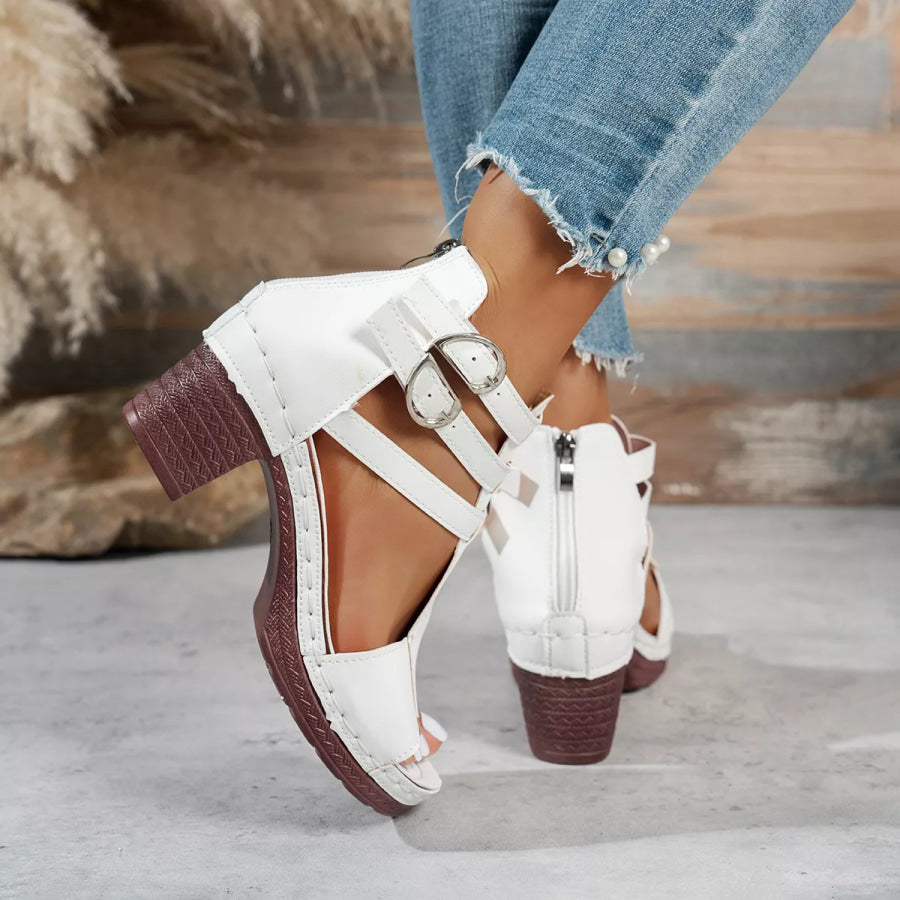 Peep Toe Block Heels Sandals Apparel and Accessories