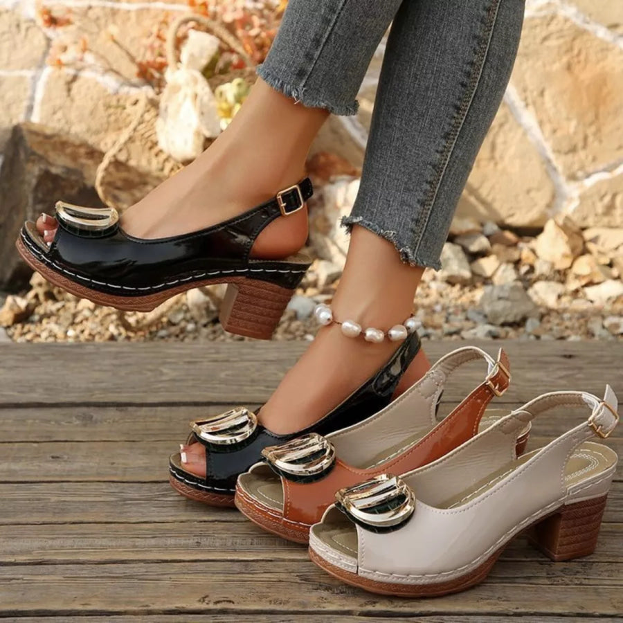 Peep Toe Block Heels Sandals Apparel and Accessories