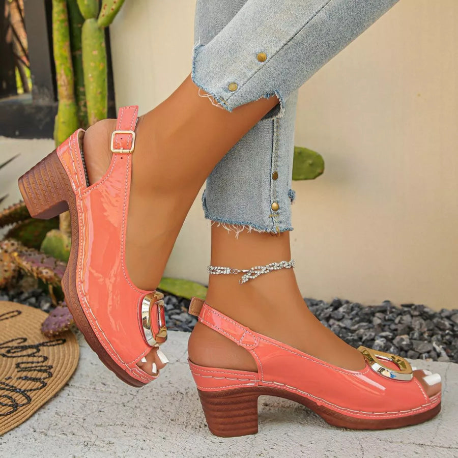 Peep Toe Block Heels Sandals Apparel and Accessories