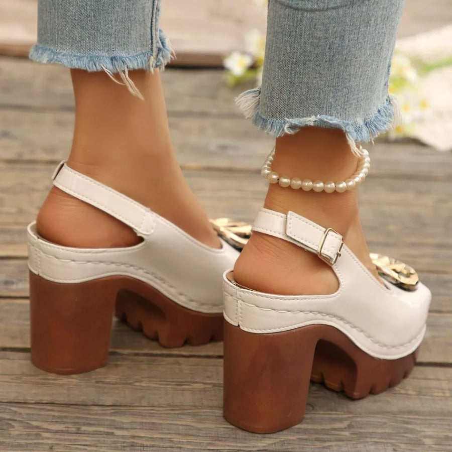 Peep Toe Block Heels Sandals Apparel and Accessories