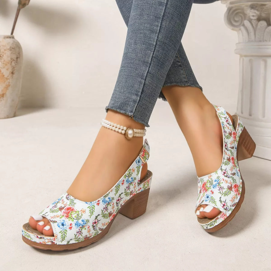 Peep Toe Block Heels Sandals Apparel and Accessories