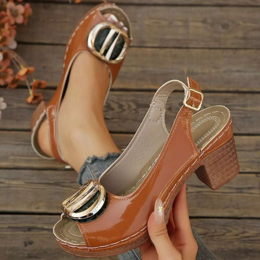 Peep Toe Block Heels Sandals Apparel and Accessories