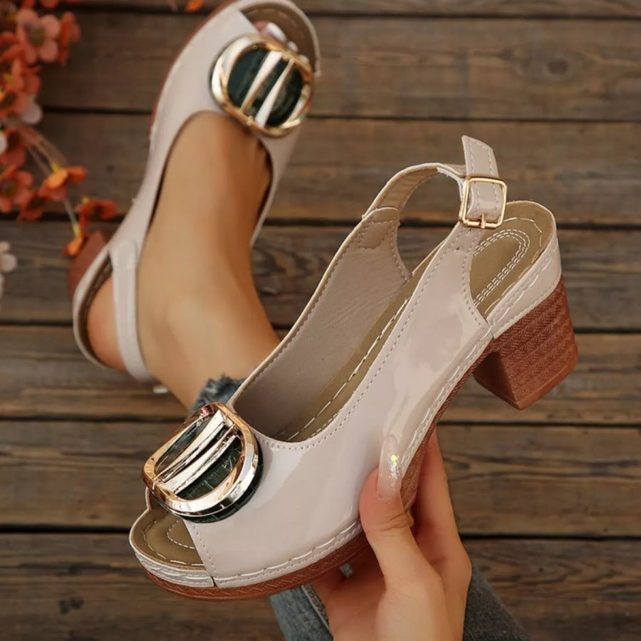 Peep Toe Block Heels Sandals Apparel and Accessories