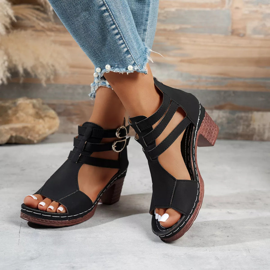 Peep Toe Block Heels Sandals Apparel and Accessories
