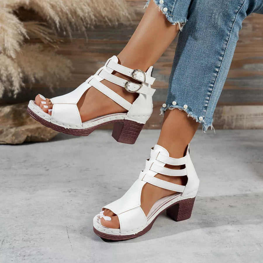Peep Toe Block Heels Sandals Apparel and Accessories