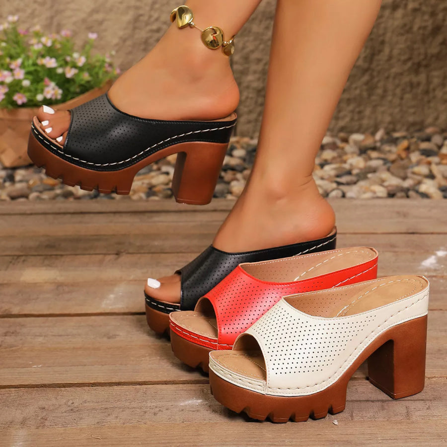 Peep Toe Block Heels Sandals Apparel and Accessories