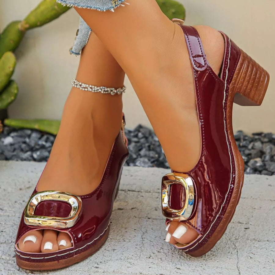 Peep Toe Block Heels Sandals Apparel and Accessories