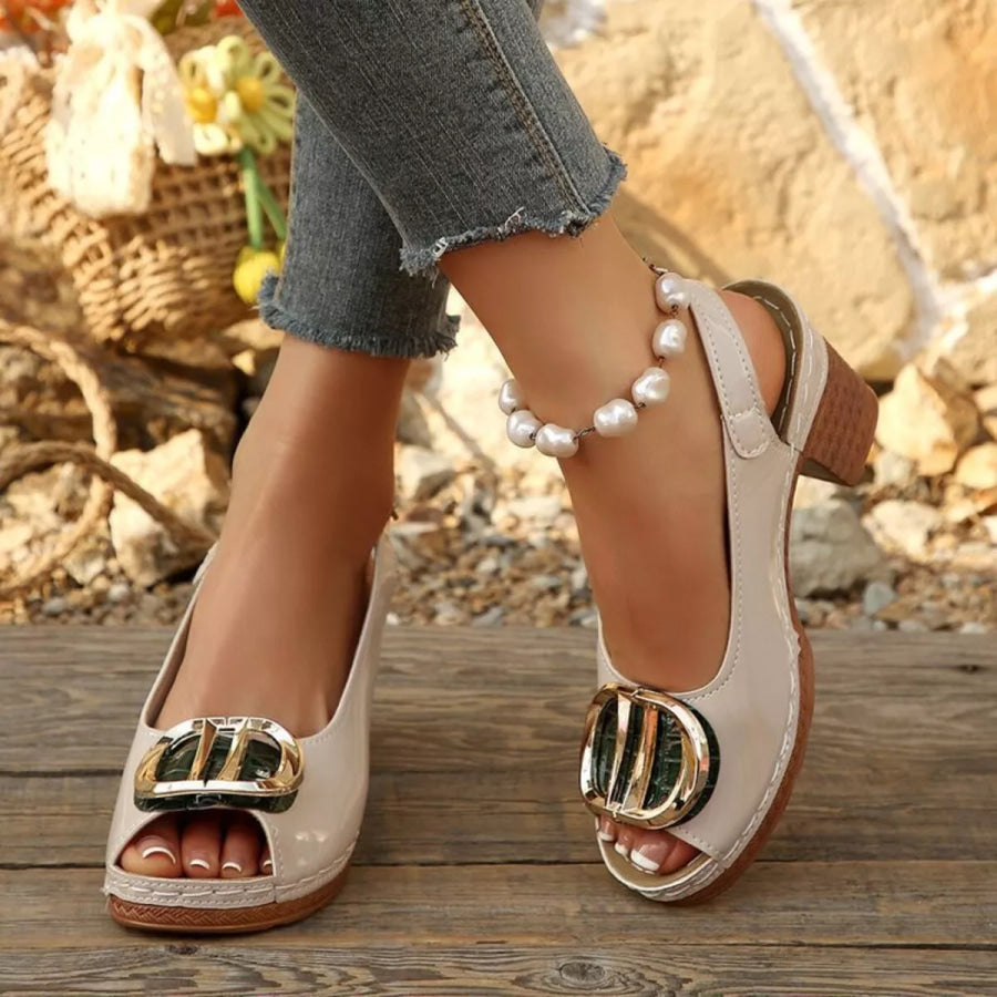 Peep Toe Block Heels Sandals Apparel and Accessories