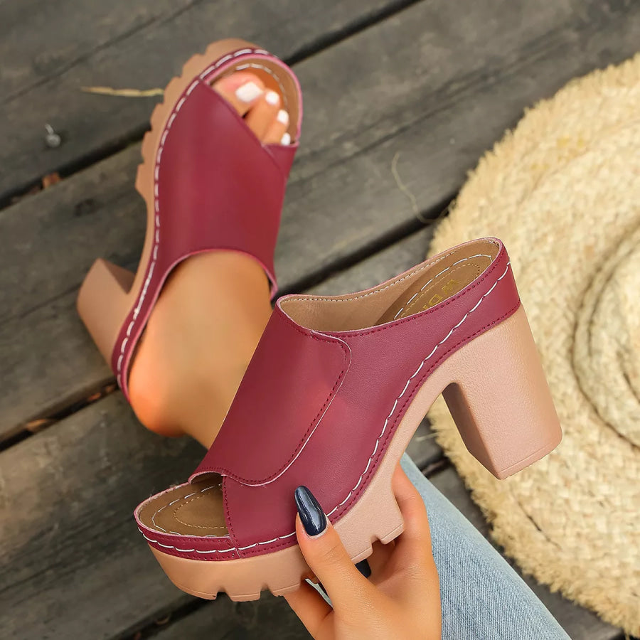 Peep Toe Block Heels Sandals Apparel and Accessories