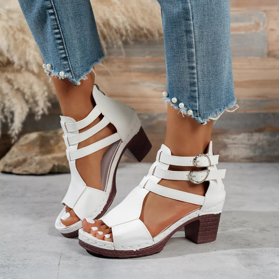Peep Toe Block Heels Sandals Apparel and Accessories