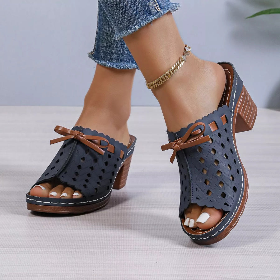 Peep Toe Block Heels Sandals Blue / 36 Apparel and Accessories