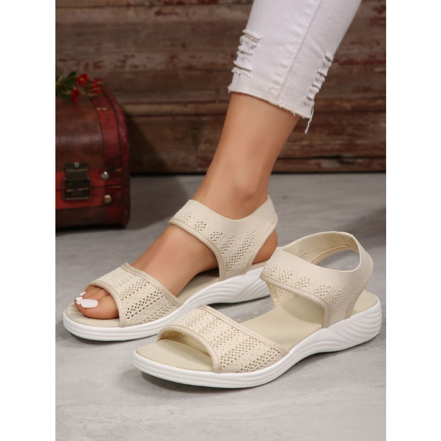 Peep Toe Cloth Sandals Beige / 36(US5) Apparel and Accessories