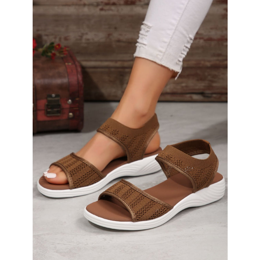 Peep Toe Cloth Sandals Brown / 36(US5) Apparel and Accessories