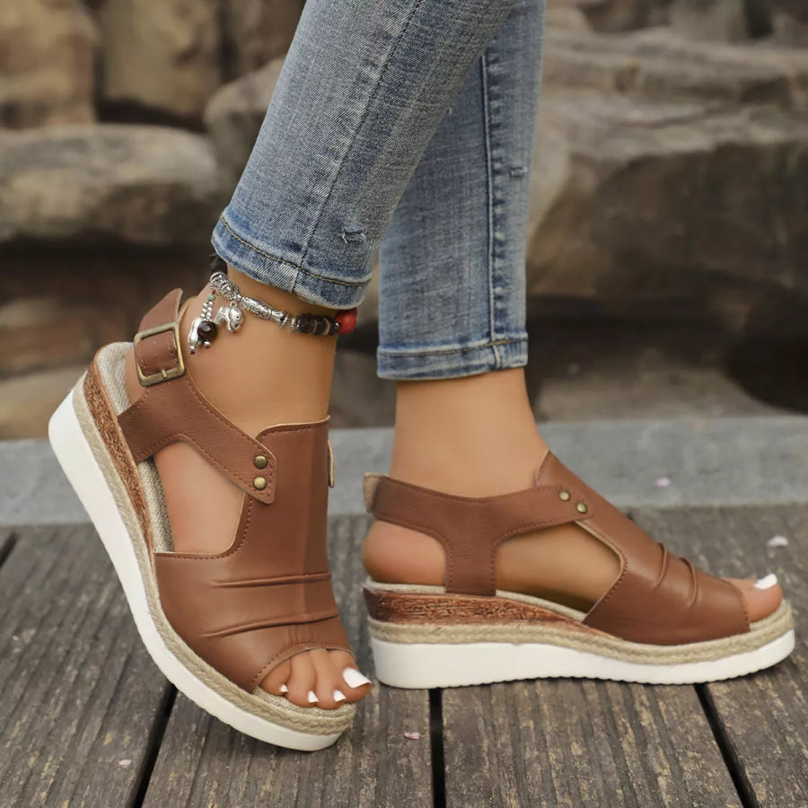 Peep Toe Wedge Sandals Apparel and Accessories