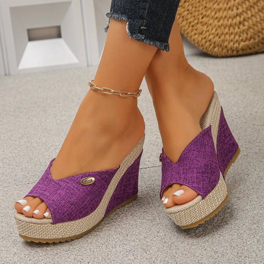 Peep Toe Wedge Sandals Purple / 36 Apparel and Accessories