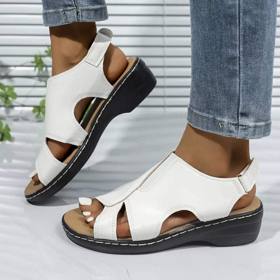 Peep Toe Wedge Sandals White / 36 Apparel and Accessories