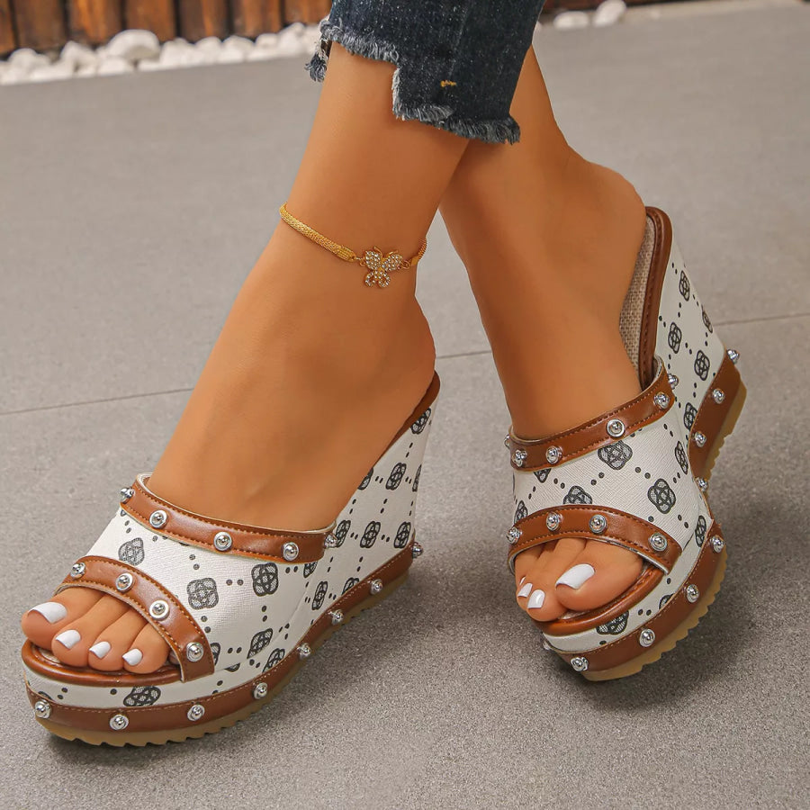 Peep Toe Wedge Sandals White / 36 Apparel and Accessories