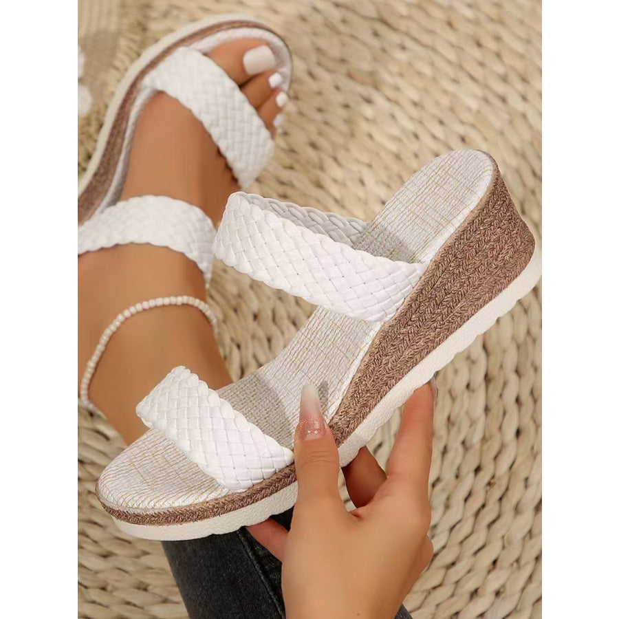 Peep Toe Woven Wedge Sandals Apparel and Accessories