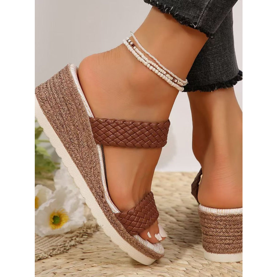 Peep Toe Woven Wedge Sandals Apparel and Accessories