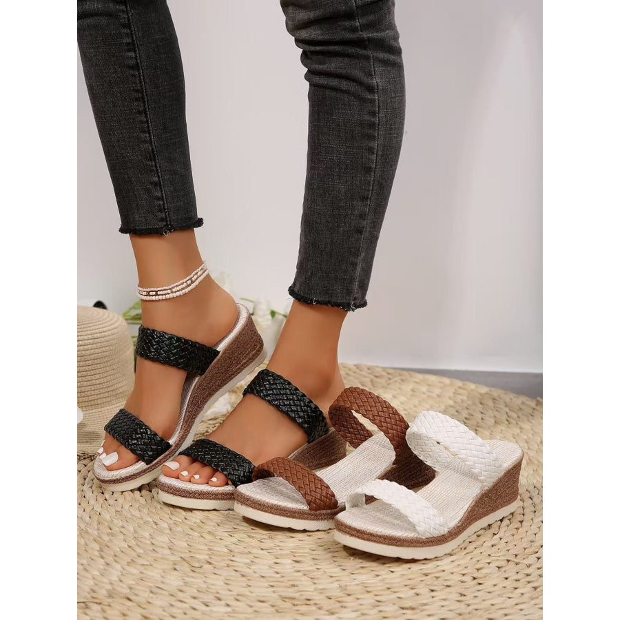 Peep Toe Woven Wedge Sandals Apparel and Accessories