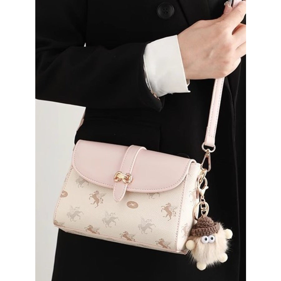 Pegasus Print Flap Crossbody Bag Blush Pink / ONESIZE Apparel and Accessories