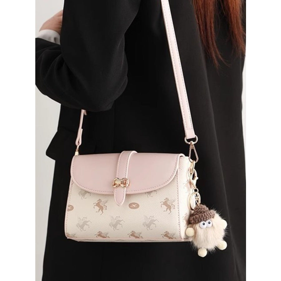 Pegasus Print Flap Crossbody Bag Blush Pink / ONESIZE Apparel and Accessories