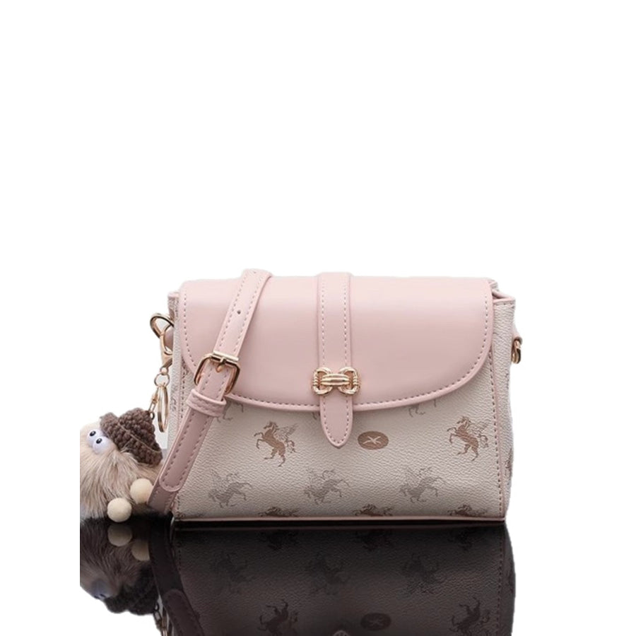 Pegasus Print Flap Crossbody Bag Blush Pink / ONESIZE Apparel and Accessories