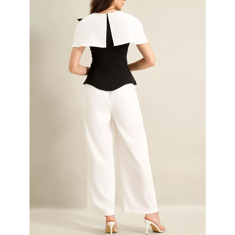 Peplum Top with Wide-Leg Pants Set Apparel and Accessories