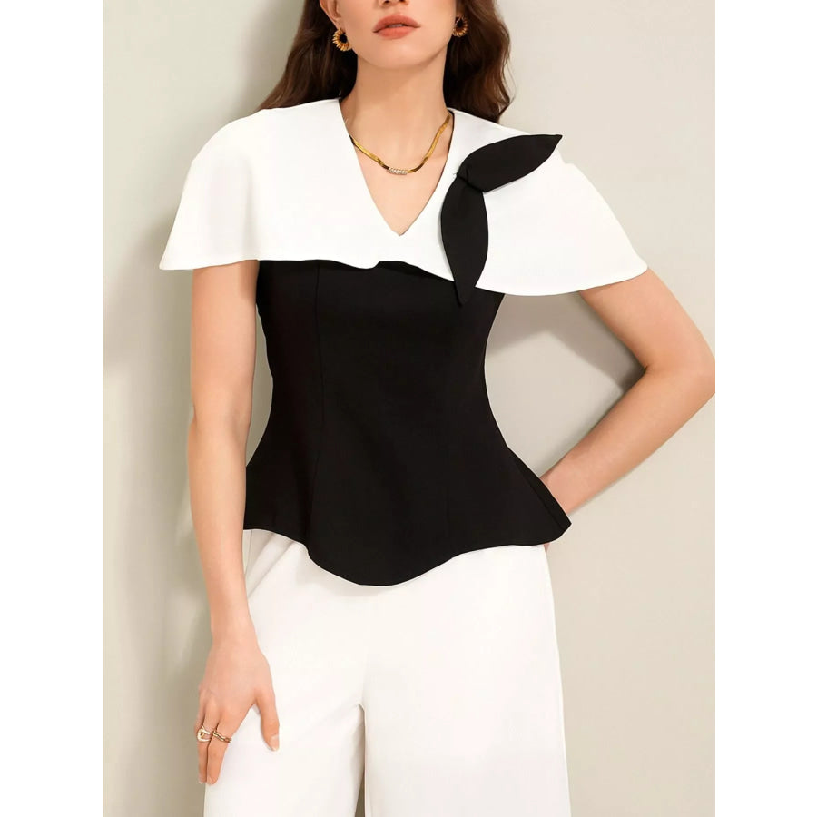 Peplum Top with Wide-Leg Pants Set Apparel and Accessories